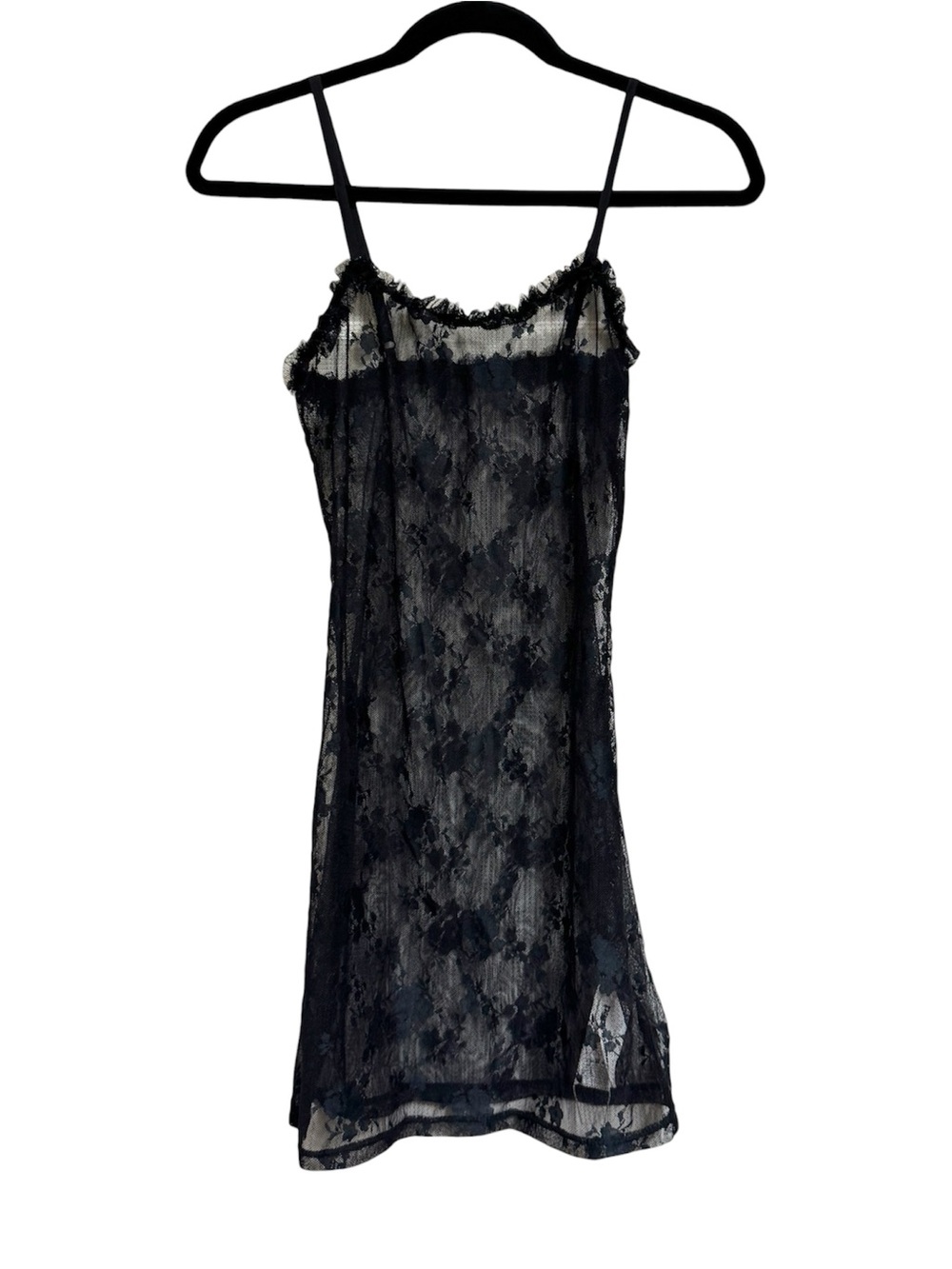Missguided Embroidered Mesh Slip Dress Black XS NWT